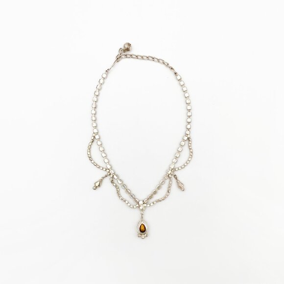 VINTAGE (Y2K) | Crystal & Rhinestone Teardrop Necklace + Earrings Set - Picture 4 of 12